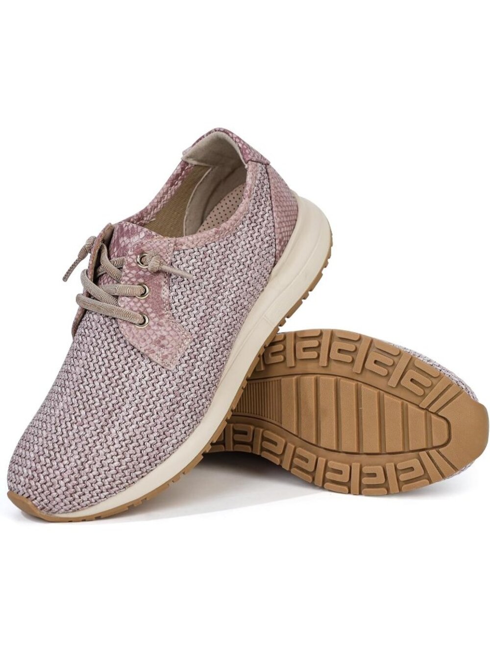 Women's Pink Elastic Laces Pain Relief Wide Toe Box Orthopedic Walking Sneakers